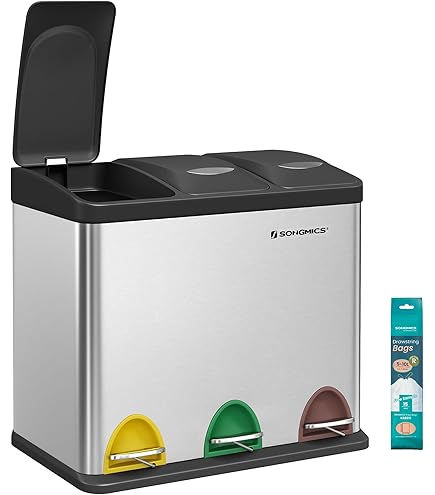 Lovewind Kitchen Bin,3 X 15 L Bac De Tri,Poubelle 3 Compartiments Pour