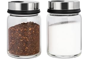 aiface 2 Stück Gewürzgläser mit Drehdeckel, Gewürzdosen aus Borosilikatglas 150 ml, Gewürzstreuer mit 4 Arten von Gewürzlöchern für Gewürze oder Kräuter in der Küche oder Grillen im Freien