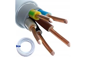 Hilark cable tech NYM-J 5x6 mm2 5g6 kabel för våtrum och stark strömkabel installationskabel vit 20 m