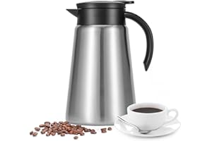 Olerd Caraffa termica da 1 l, in acciaio inox, a doppia parete, per caffè, tè, acqua, bevande