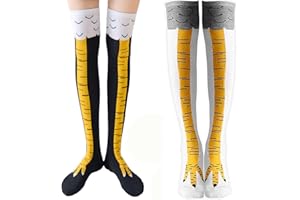Rmeet Calcetines de Pata de Pollo,2 Pares Pollo para Mujer Calcetines Feos Graciosos,Calcetine Patas Rodilla,Mujer Chicken Socks,Pájaros Patas