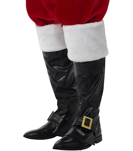 Stivali Babbo Natale Uomo In Tinta Unita – Gambale A Metà Polpaccio Con Cerniera Laterale E Bordo Bianco – Taglie 35-49 Per Cosplay E Feste