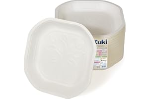 Cuki Piatti Fondi in Cartoncino Biodegradabile e Compostabile, ideali con alimenti liquidi e caldi, 1 Confezione da 75 Pezzi, per Picnic, Feste, Barbecue, Pranzi e Cene, 19.8 x 19.8 cm
