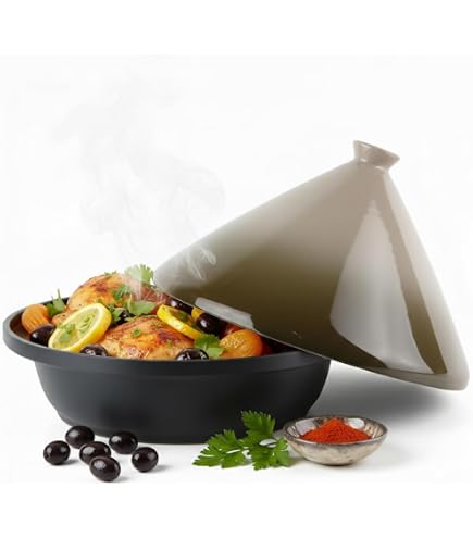 Tajine fonte massive - 30 x 22 cm - Couvercle céramique - Induction - Bleu - Cocotte - Achat & prix