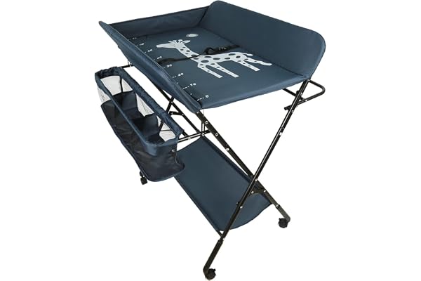 Table à Langer Pliante avec Panier de Rangement à Côté Structure en Fer Charge Max 25KG pour Nouveaux-Nés Design Ergonomique,Table à Langer Pliable et Portable-80 * 66 * 98cm (bleu foncé)