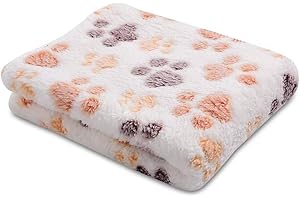 CHUER Couverture de Chien/Chat, Couverture pour Animal Domestique en Polaire, Dessin de Patte Aimable Imprimée, Idéale Idée de Cadeau, Entretien Facile à la Machine (150X100cm) - Beige