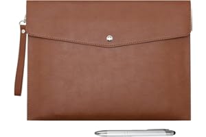 ‎WONDERPOOL Wonderpool A4 PU Leather Envelope Documents Multifunction Folder Stationery Bag Portfolio File for Paper Letters Organiser and Tablet Case PC Sleeve (Coffee)