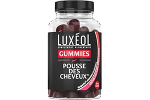 Luxéol - Gummies Pousse Cheveux - Complément Alimentaire - Stimule Le Bulbe Capillaire - Plante, Minéraux, Vitamines - Arôme Fraise, Sans Sucres - Fabriqué En France - Programme 1 mois - 60 Gummies