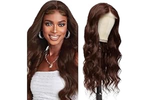 Lakaisa Capelli Umani Body Wave Human Hair Wig 4X1 Lace #4 Chocolate Brown Glueless Wear and Go Parrucche Donna Capelli Veri Pre Bleached Knots Pre Plucked with Baby Hair for Woman 12 Inch