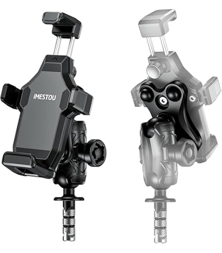 Motorcycle Phone Holder With Vibration Dampener BRCOVAN Anti-Theft Phone Mount For Cars & Motorcycles – Vibration Dampener, 1-Second Lock, Aluminum Arm, 5.4-7.2" Phones 1 Second Lock Phone Holder