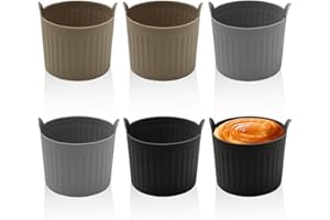 ZBHDEYG Lot de 6 gobelets à plateaux, moules à muffins, gobelets à gâteau en silicone, friteuse à air chaud, moules à œufs d'eau, outils de cuisson pour friteuse à air chaud