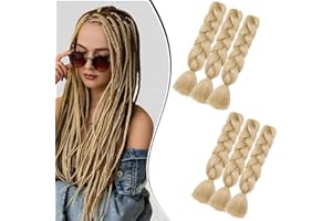 SHANGXIU meches pour tresses africaine Blonde Kanekalon Meches Tresse Cheveux, 6pcs 24 lnch Jumbo Braids Meches, Yaki Nattes Extensions Pour crochet braids meches blonds