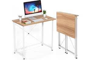 RCYNVIEW Bureau pliable pour ordinateur, table pliante de style industriel, bureau d'ordinateur de bureau, tables pliables, cuisine, table d'étude en bois, métal robuste, marron, 80 x 45,5 x 74 cm