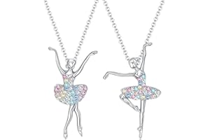 WEGLOK Bailando Bailarina Bailarina Ballet Colgante Collar, 3 piezas, Encanto Sorpresa Regalo de joyería, Regalo de Joyería para Niñas Bailarinas,Joyas para Rendimiento de Baile Estilo, danza