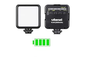 Lumière LED, ULANZI VL49 Éclairage Photo avec Batterie 2000mAH, Éclairage Studio 5500K, Lampe Vidéo pour Appareil Photo Compact Vlog Selfie, 3 Cold Shoe Mounts