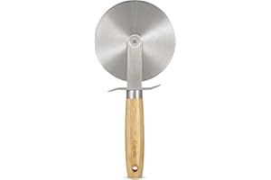 Culinare Naturals C70004 Cortador de Pizza, Bambú Sostenible/Acero Inoxidable, 22cm x 10cm, Rueda de Corte Divisor para Pizza, Pastelería y Masa