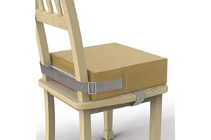 MATIVE Rehausseur Chaise Enfant, Lavable PU en Polyuréthane Double Ceinture de Sécurité Avec Fond Antidérapant Coussin de Voyage Portable (Couleur Kaki)