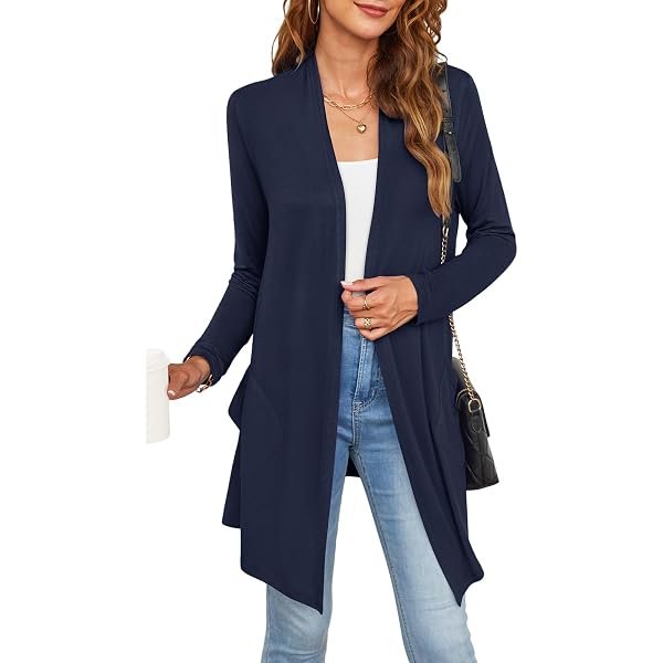Women's Draped Open Front Cardigan | Lightweight Knit Sweater | California Design | Brown, Medium - View #6