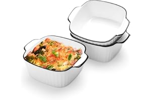 Vikcvcsc Set di 3 Piatti da Forno in Ceramica, 400Ml Teglia da Forno Piccole Piastre con Manici,Teglia per Lasagne/Cucinare/Cena/Torta