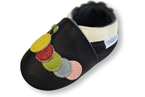 YIHAKIDS Krabbelschuhe Baby Lauflernschuhe Lederpuschen Hausschuhe Jungen Mädchen Mokassins Weicher Leder Babyschuh mit Wildledersohlen Kleinkind rutschfeste Lederschuhe Baby 0-3 Jahre