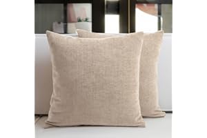 Encasa Chenille Cushion Covers Set of 2 | Sand - (16"x16") (40x40 cm) | Decorative Accent Square Throw Pillow Cases For Couch, Home Decor, Sofa