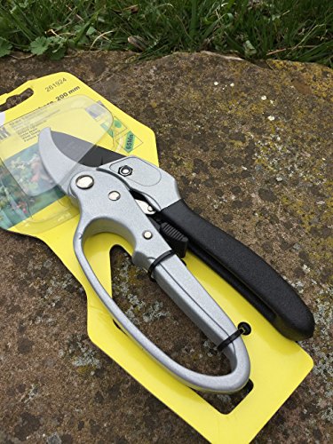 Amboss Gartenschere für Schnitte bis 20mm | Material: Metall | gehärtete Klinge mit Ratsche und Anti-Haftbeschichtung