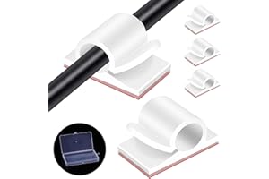 FENXYO Large Cable Clips with Storage Box, 50pcs White Adhesive Cable Holder Clips, Outdoor Light Wire Clips Cable Tidy Hooks Cord Organiser for Cable Management, Home Office Desk Wall, 14x20mm