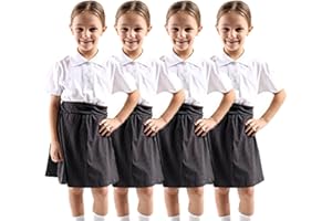 GW CLASSY OUTFIT Girls Polo Shirts (Pack of 4) Half Sleeves School Uniform Polo Kids White T-Shirts School Uniform PE Tops (4-13 Years)