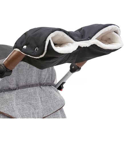 Baby-Joy Kinderwagenhandschoenen kinderwagen handwarmer weerbestendig imitatie-bont magneet (02 grafiet grijs