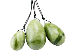 ‎MOOKAITEDECOR mookaitedecor Grüne Jade Yoni Eier Set mit 3 Größen, Kristall Yoni Ei Massage Steine für Frauen zum Trainieren von Beckenmuskeln Kegel-Übung, Kleine Größe