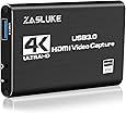 ZasLuke Game Capture Card, 4K USB 3.0 HDMI Capture Card mit 1080P 60FPS HDMI-Loop-Out Live-Streaming für PS4, Xbox One&Xbox 360 und Mehr