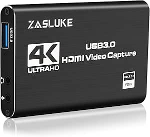 ZasLuke Game Capture Card, 4K USB 3.0 HDMI Capture Card mit 1080P 60FPS HDMI-Loop-Out Live-Streaming f&uuml;r PS4, Xbox One&amp;Xbox 360 und Mehr