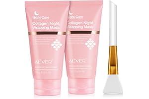 XINSZLIN Collagen Overnight Wrapping Mask, Real Collagen Peel Off Mask Mejora la elasticidad, hidratación y luminosidad Adecuada para todo tipo de pieles (Rosa-2pcs)