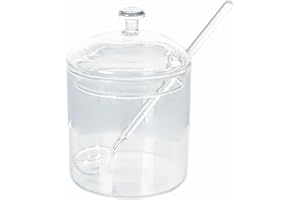 VILLA D'ESTE HOME TIVOLI 1996 Zuccheriera trasparente 300 ml in vetro borosilicato con tappo e cucchiaino, Good Morning