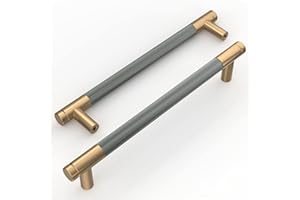 Amerdeco 10 Stück Gerändelte Schrankgriffe Goldgrau Griffe Möbel Möbelgriffe 160mm Lochabstand Türgriffe küche Schubladengriffe küchengriffe Vintage Griffe für Küchenschränke Kommode Schrank