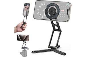 CAMOLO GEEK Składany statyw magnetyczny do telefonu komórkowego, kompatybilny z Magsafe do iPhone'a 15/14/13/12 Plus Pro Max, mini statyw do telefonu komórkowego, stojak na biurko All-in-One