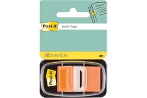 Post-it Index Flags, Medium, Orange, 1 Dispenser 25.4 mm x 43.2 mm, 50 Flags - To Mark, Highlight or Color Code Important Information