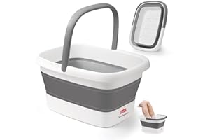 DEANIC Pediluvio Massaggiatore Piedi, Pediluvio Idromassaggio Piedi Portatile Pieghevole, Vaschetta Bacinella Pedicure con Maniglia di Trasporto, Set Massaggio 8+54 Foot Spa (Grigio)