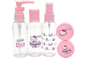 MEVSIM STORE Hello Kitty zestaw butelek podróżnych – szczelny, do ponownego napełniania, wyciskany, idealny do szamponu, odżywki, kosmetyków, żelu pod prysznic