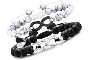 VNOX Bracelet Couple Infinity Symbole Coeur Acier Inoxydable Tissé à la main Couple Bracelet Yin Yang pour elle et son Partenaire Valentine Cadeaux