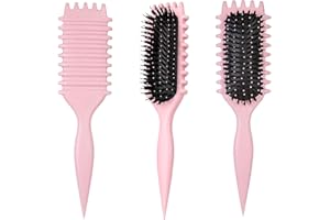 AQUPELW Lockenbürste, Curly Hair Brush, Bounce Curl Brush, Wildschweinborsten, Haarbürste zum Kämmen und Formen, reduziert Ziehen und Locken Trennung für definierte Locken（Rosa）