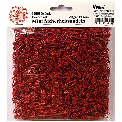 1000 Stück Mini Sicherheitsnadeln klein, rot ca.19 mm, Sicherheits- Nadel Nadeln, E90078