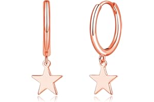 Deyanse Kolczyki kreolskie wiszące dla kobiet, srebro wysokiej próby 925, małe okrągłe kolczyki kreole, hipoalergiczne serce, krzyż, gwiazdy, wiszące, wiszące kolczyki kreole, z pudełkiem na prezent