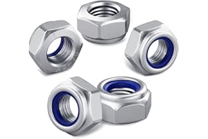 15PCS M8 Nylock Nuts, HOLMOL 8mm Locking Nuts, DIN 985 Stainless Steel M8 Self Locking Nut for Bolts, Nyloc Hexagon Nut for Lock Washers, Bolts, Screws