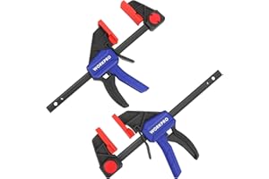 WORKPRO 2 Piezas Sargento de Barra 150 mm, Abrazadera de Barra, Set de Sargentos para Carpintería Madera, Fuerza de Sujeción 68 kg, Acero y Nylon para una Fijación Precisa