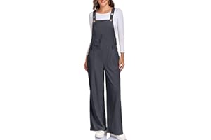 HOTIAN Women's Dungarees Cord Elegant Jumpsuit Wide Leg Long Baggy Playsuit Casual Loose Jumpsuit with Straps