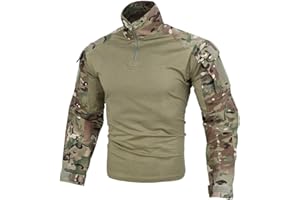 KRYDEX GEAR Hombres Combate con Coderas, G3 Camisas de Combate Camisas Tácticas para Caza Militar Airsoft