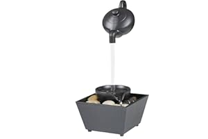 TOPIKY Fontana da Tavolo, Fontana da Tavolo Relax da Tavolo, Luci a LED e Teiera Galleggiante, Funzione Cascata Interna, Alimentatore a Batteria USB 5V, per Ufficio Domestico