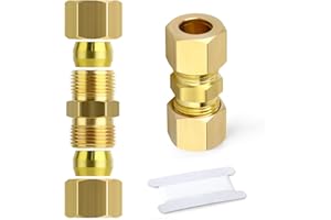 ERGAOBOY 2 piezas de accesorios de compresión de latón para tubos, 6 mm de diámetro exterior x 6 mm de diámetro exterior, conector recto de unión de compresión hembra