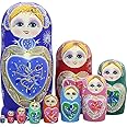 ABOCIDEGE Russian Nesting Dolls for Kids,Matryoshka Wood Stacking Nested Set,10 Pieces Handmade Toys for Home Decor (Modern)